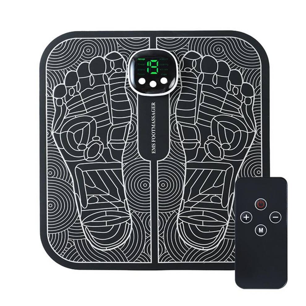EMS Fodmassageapparat – Elektrisk massageapparat med 8 tilstande og 19 intensiteter, USB-genopladelig, fremmer blodcirkulation og