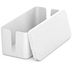 deleyCON Kabelhanternig Box Kabel Organiserare Box Kabellåda 32,7cm x 13,5cm x 12,5cm Robust Plast 2 Sidomonterade Kabelledare Skydd och Säkerhet Vit