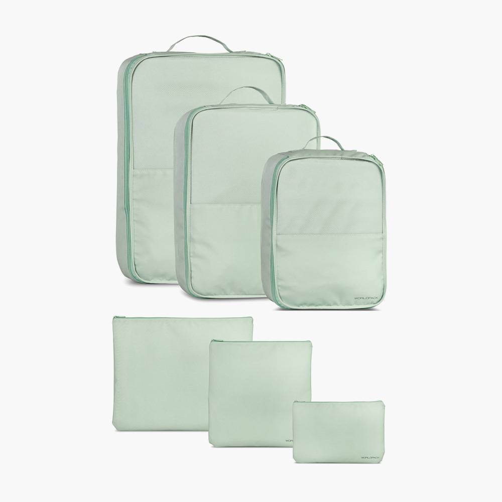 Worldpack - Pakkeposesæt - 6 stk. Lysegrøn