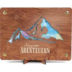 Wandern Geschenk - XL Geldgeschenk aus Holz inkl. Ständer | Berge - Wandern, Berge Deko, Berge Geschenk, Wandern Zubehör, Geldgeschenk Urlaub, Urlaub in den Bergen, Wandern Gutschein, Ski Gutschein