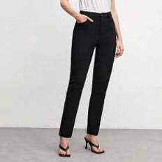 Women&#39;s Black Stretch Slim Fit Dress Pants With Slant Pockets, Work Trousers - Black - L,M,S,XL,XS,XXL,XXS