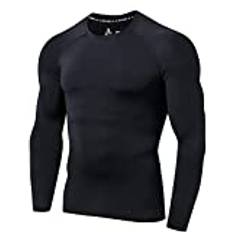 LAFROI Long Sleeve UPF 50+ Base Layer Performance Compression Shirt Rash Guard-CLY08 Black Size XL