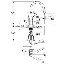 Grohe Quickfix Feel, Etgrebskøkkenbatteri, højt udløb, Grohe Quickfix Zero