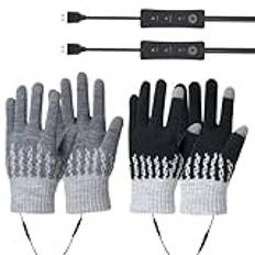 Heated Gloves, Usb Heated Gloves, Hand Warmers Gloves, Cold Weather Gloves, Adjustable Heated Gloves, 3 Adjustable Heat Settings USB Rechargeable Removable Heating Inserts for Outdoor Cycling Driving