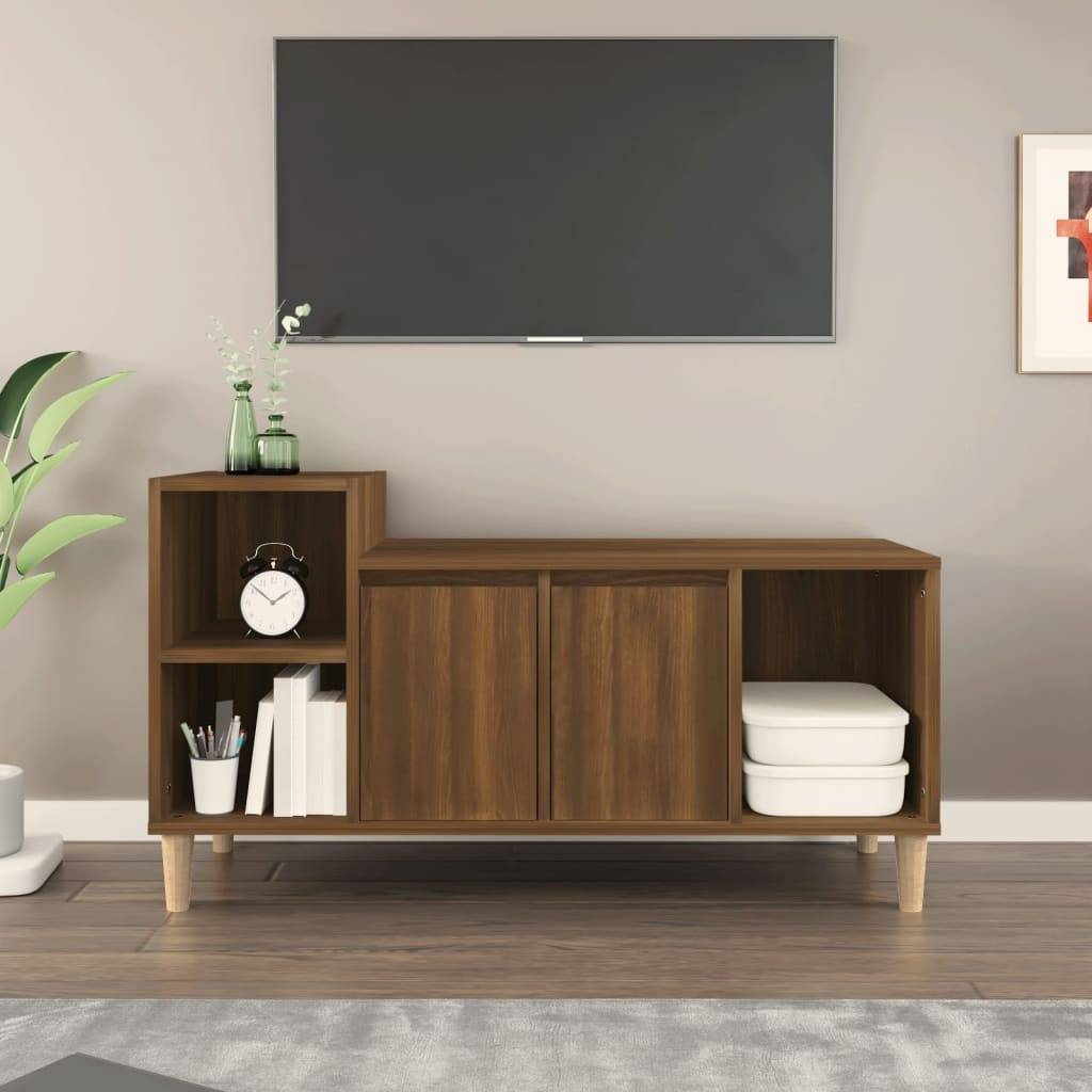 TV-Bord 100x35x55 Cm Konstrueret Træ - Brun eg