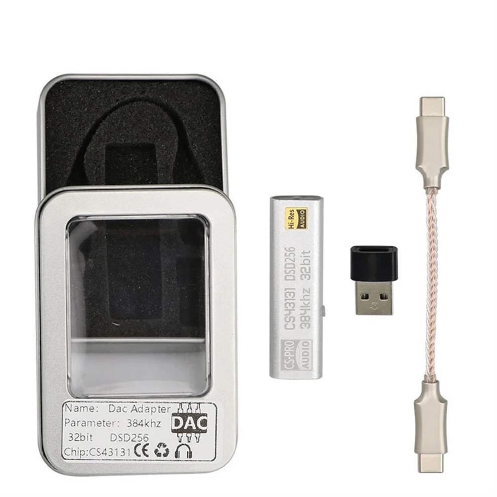 DAC CS43131 DSD256 Hovedtelefonforstærker USB Type C til 3,5 mm udgang AUX