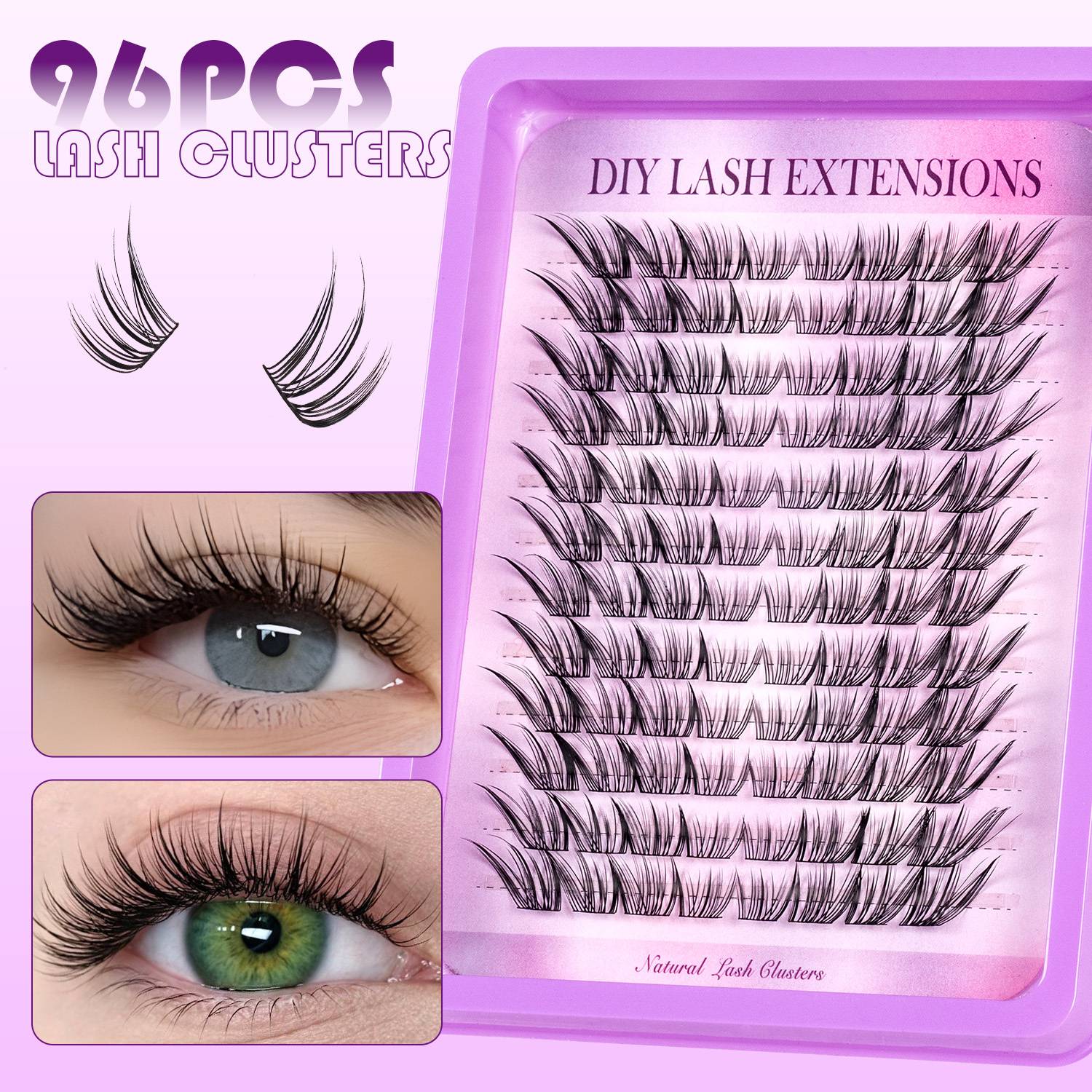 96pcs Beginner Cluster False Eyelashes Style 3+ Fluffy And Thick, Photography Makeup