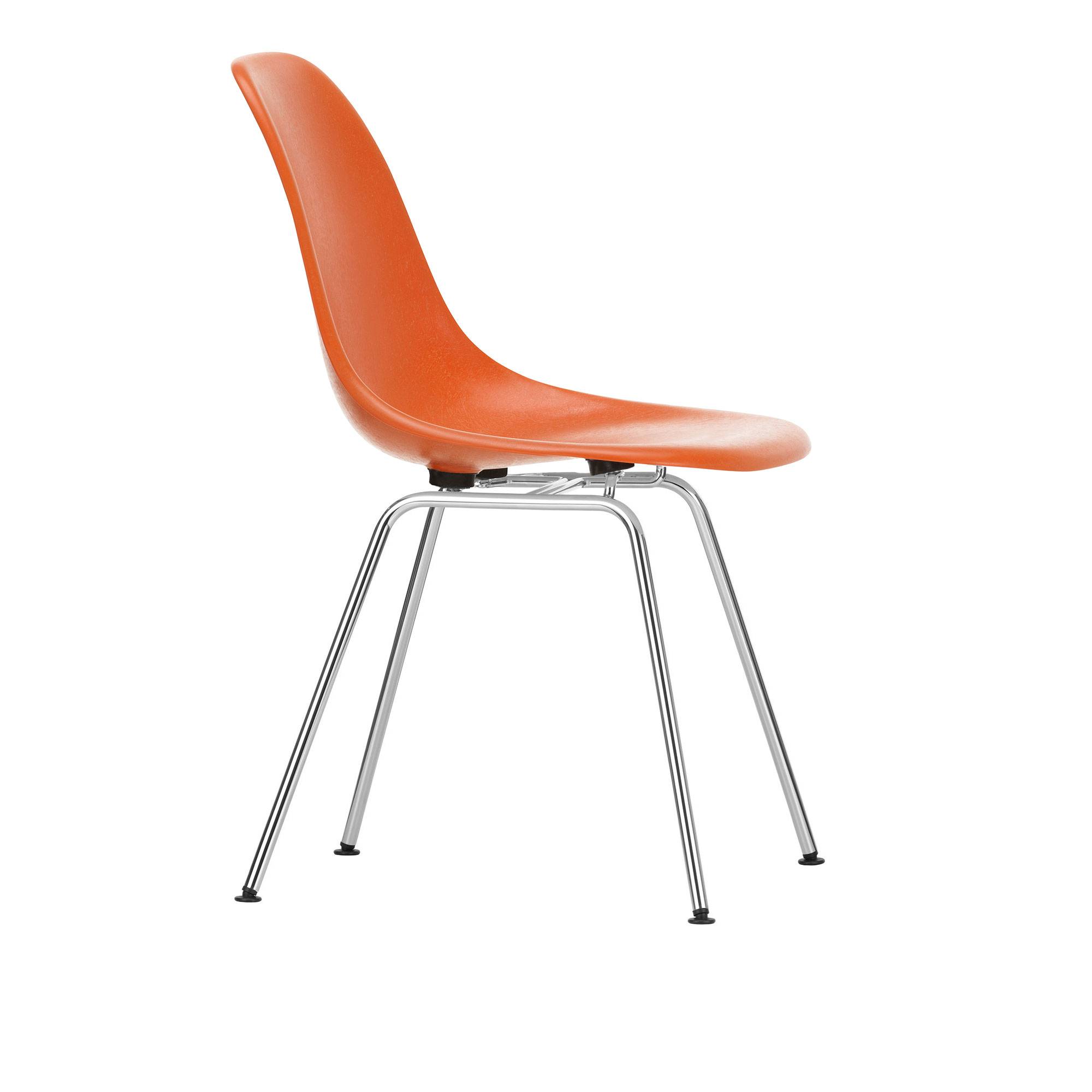 Vitra - Eames Fiberglass Chair DSX - 03 Red Orange - Chrome - Matstolar - Charles & Ray Eames - Orange,Röd - Metall/Syntetiskt