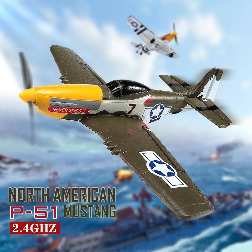 Nytt P51 Mustang RC-plan 2,4G 4CH 6-axligt 410MM Vingspann Skum Jaktplan Enknapps Aerobatiskt RTF Flygplan Segelflygplan Leksaker Gåvor
