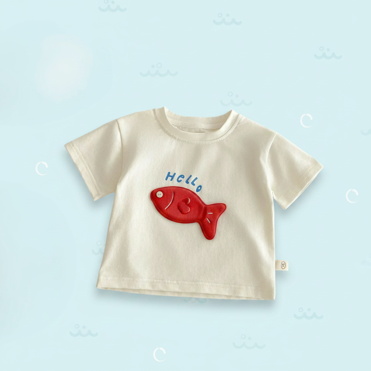 LittlePatch – Tecknad film & Roligt – Barn-T-shirt med tecknade film-patchar Beige / 120 (3–4 år) | Pedagogiska Träleksaker