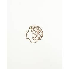 Chanel Mademoiselle Rhinestone Brooch - Gold (7.5x7.5 cm)
