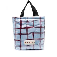 Marni - vadderad totebag - herr - bomull/linne/polyuretan/bomull/polyester - one size - Blå