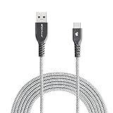 TECHGEAR Braided USB C Kabel 2 Meter USB-C kompatibel med Samsung Tab S7, Tab S7 Plus, Tab S6 Lite, Tab A7 10.4, Tab A 10.1 2019, Tab A 10.5, Tab S6 Tab S5e Tab S4 Tab S3 - Silver