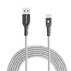 TECHGEAR Braided USB C Kabel 2 Meter USB-C kompatibel med Samsung Tab S7, Tab S7 Plus, Tab S6 Lite, Tab A7 10.4, Tab A 10.1 2019, Tab A 10.5, Tab S6 Tab S5e Tab S4 Tab S3 - Silver