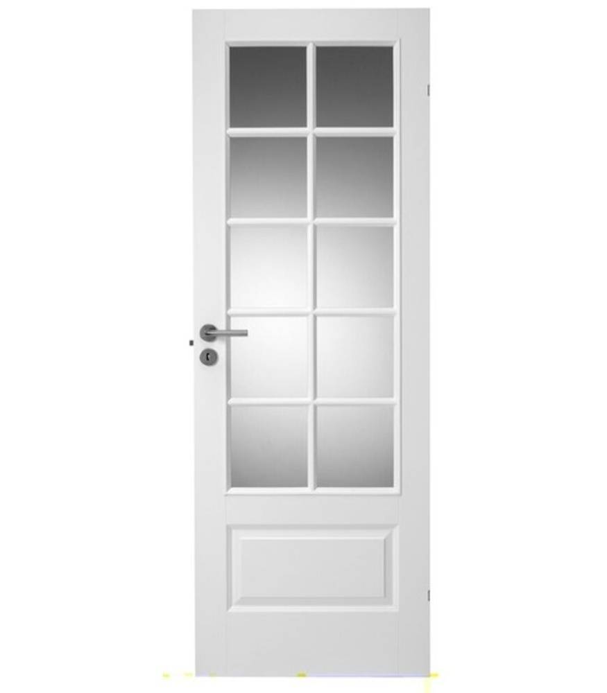 Swedoor, Indvendig dør m. glas, Style SP10, hvid, M9x21, 825x2040 mm (På lager i butik)