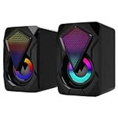 RGB PC Speakers, Desktop Subwoofer, Plug And Play Speakers, Clear Sound Desktop Speakers, USB Powered Speaker System, Audio Performance Upgrade, Colorful RGB Lights For Desktop