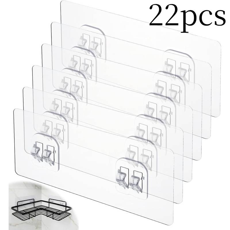 22pcs Shower Sticker Replacements, Shower Hooks, Adhesive Replacements And Basket Installation Stickers, Heavy-duty No-drill Hooks For Bathroom And Kitchen Shelves