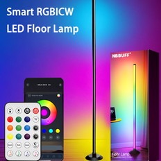 NBBUFF RGB+IC golvlampa, LED-hörnlampa som fungerar med app, smart modern golvlampa med musiksynkronisering och 16 miljoner DIY-färger, färgskiftande (1 st)