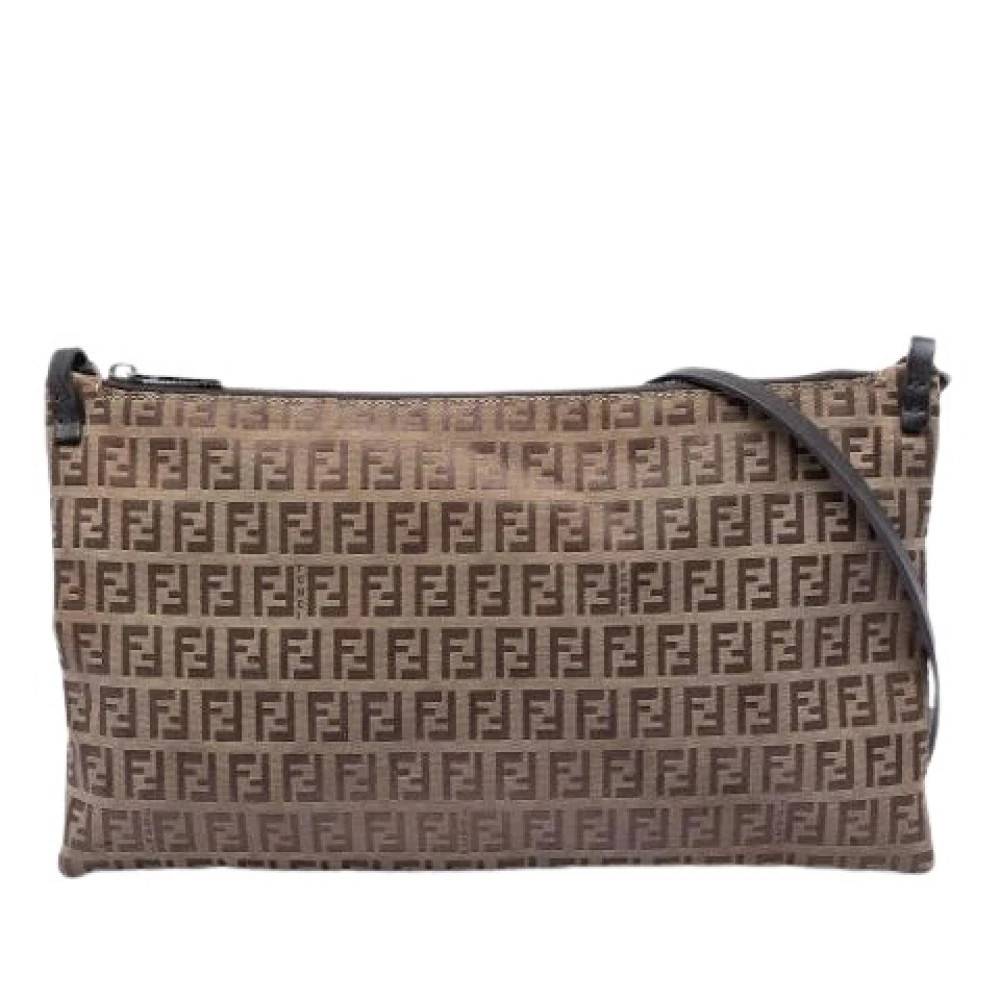 Fendi Vintage Pre-owned Canvas Crossbody Bag - Vintage - Dame - Beige - ONE SIZE - Læder
