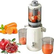 900 ML juicepressmaskiner, 100 W kallpress juicepress med juicekopp och restbägare, 4,3" utmatningsränna, grönsaks- och fruktfri design, juicemaskin lätt att rengöra, för hemmarestauranger