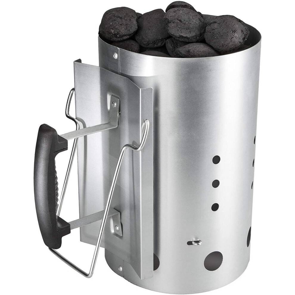 Trækuls-skorstenstarter til BBQ-grill, let og bærbar ildstarter med glatte kanter og giftfri galvaniseret konstruktion, bærbar og