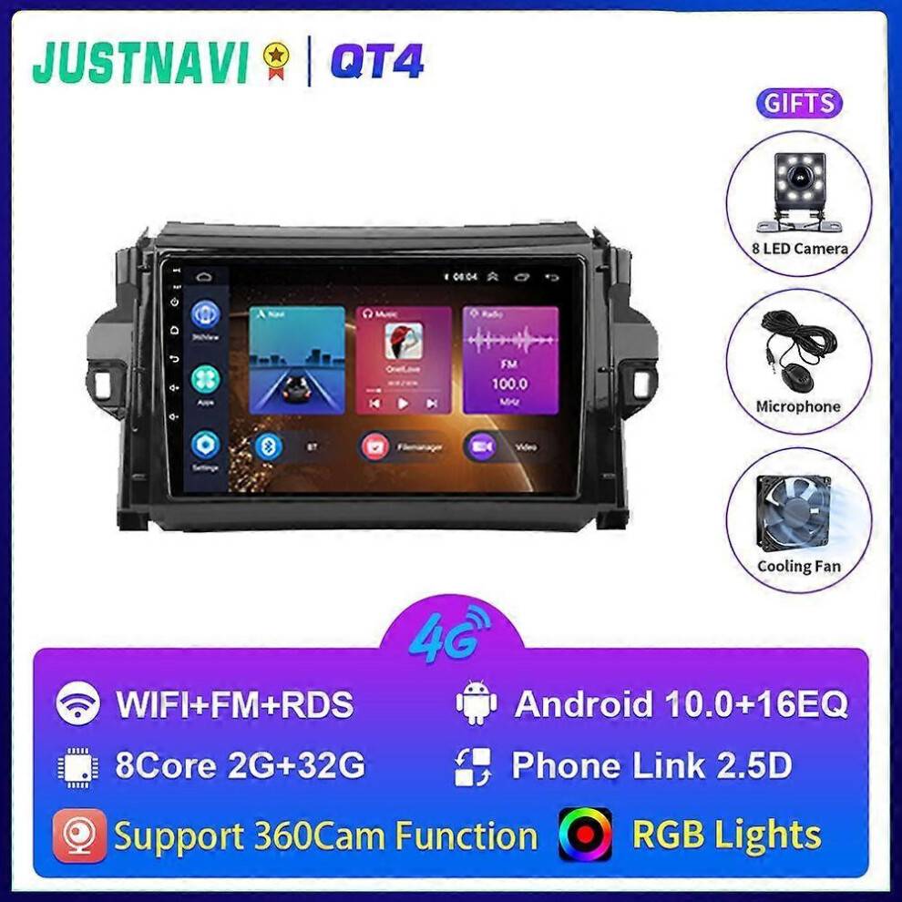 (QT4 2G 32G 4G) 2din Android Car Radio Multimedia Video Player For Toyota Fortuner 2015-2020 Stereo Carplay Autoradio GPS Navigation BT