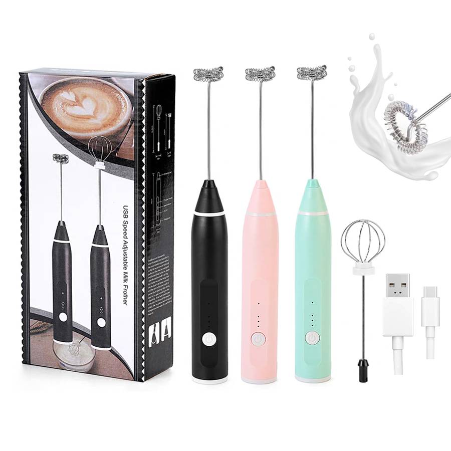 Powerful Milk Frother Wand Mini Handheld Milk Frother Whisk Rechargeable Drink Mixer for Coffee Lattes