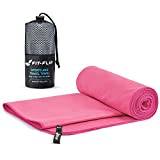 Fit-Flip microfiber handduk - kompakt, ultralätt och snabbtorkande microfiberduk – en perfekt resehandduk, sporthandduk och strandhanduk – handdukar för camping (100x200cm rosa)