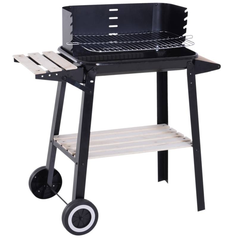 Kolgrill med vindskydd 2 x förvaringsfack