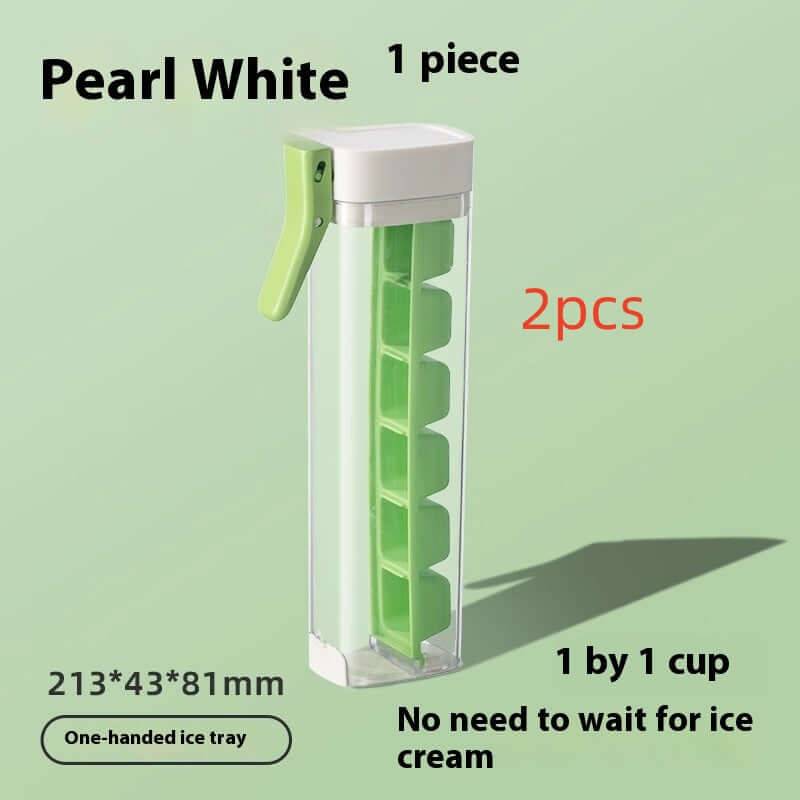 One Touch Ice Cube Mold Food Grade Press Tray With Box - Pearl White / 2PCS