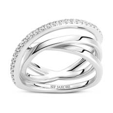 Sif Jakobs Jewellery, Accessories , Dame, Grå, 60 MM, Spiralring med hvide zirkoner