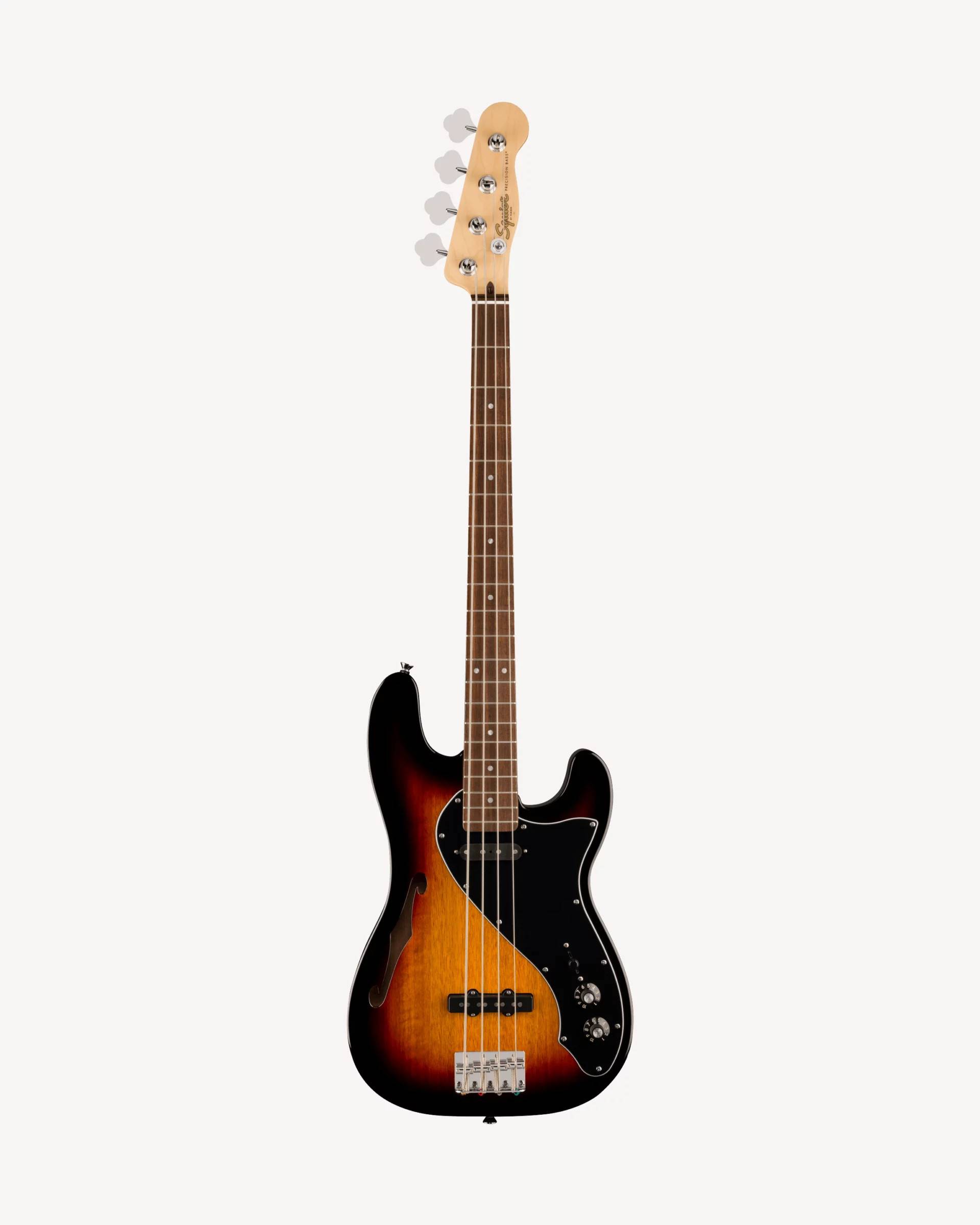 Squier Paranormal Precision Bass® Thinline SJ, Laurel Fingerboard, Black Pickguard, 3-Color Sunburst