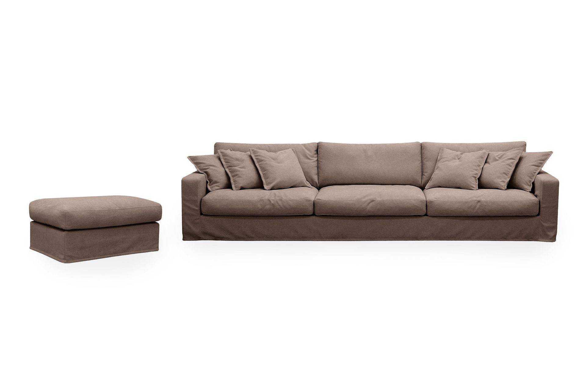 Scandinavian Choice Valencia Extra Djup 5-sits soffa + fotpall med avtagbar och tvättbar klädsel - Mörkbrun Soffa Brun Tyg