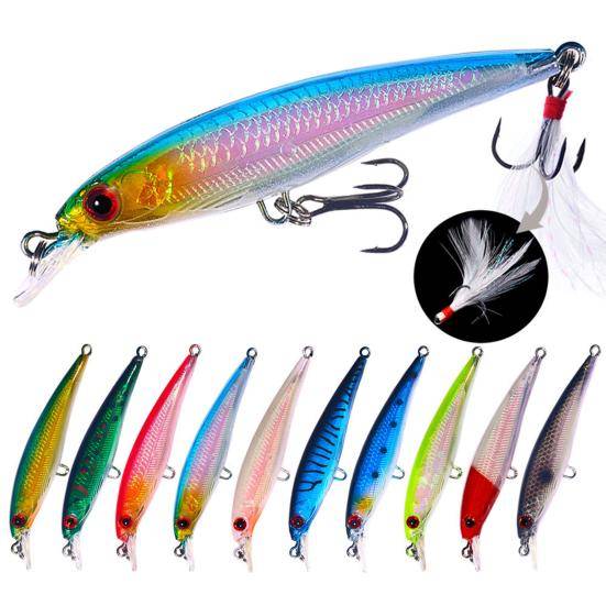 9CM/6,7G Minnowfiskeagn med Tunga Krokar Hård Konstgjord Swimbait Färskvatten Saltvatten Öring Abborre Fiskeutrustning