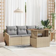 5-delat Trädgårdsmöbelset med Kuddar Beige Polyrotting Akacia
