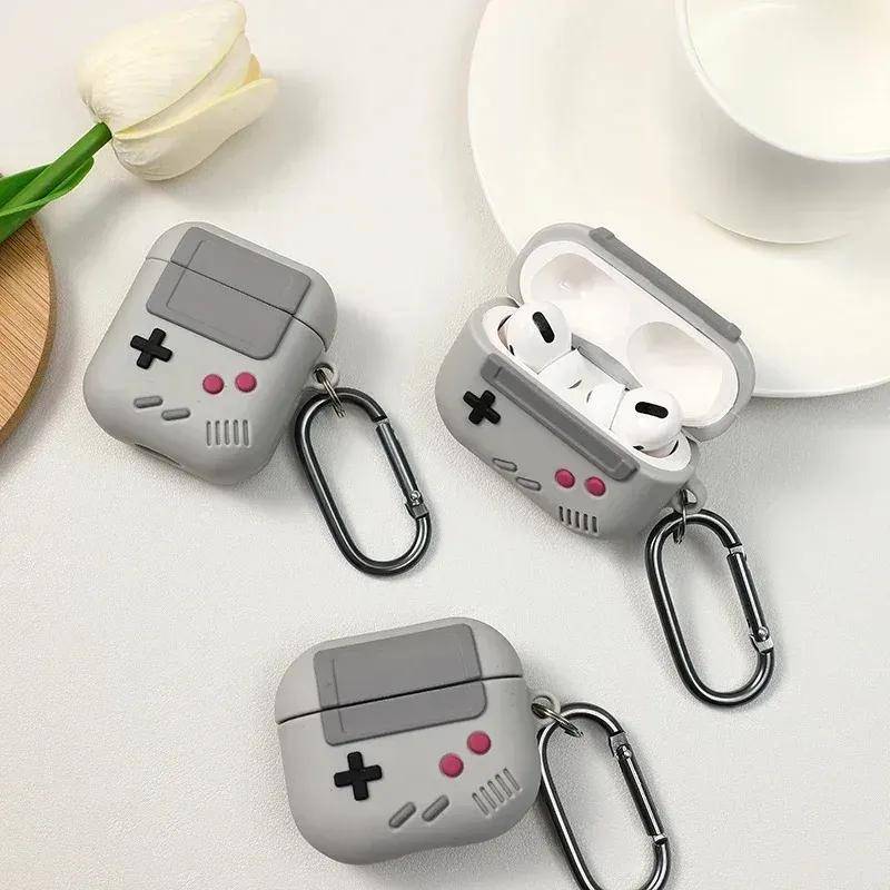 Mode Klassisk Retro Spelkonsol Hörlursfodral För Airpods 4 1 2 3 Pro För AirPods Pro2 Generation Gameboy Silikon Hörlursfodral rosa