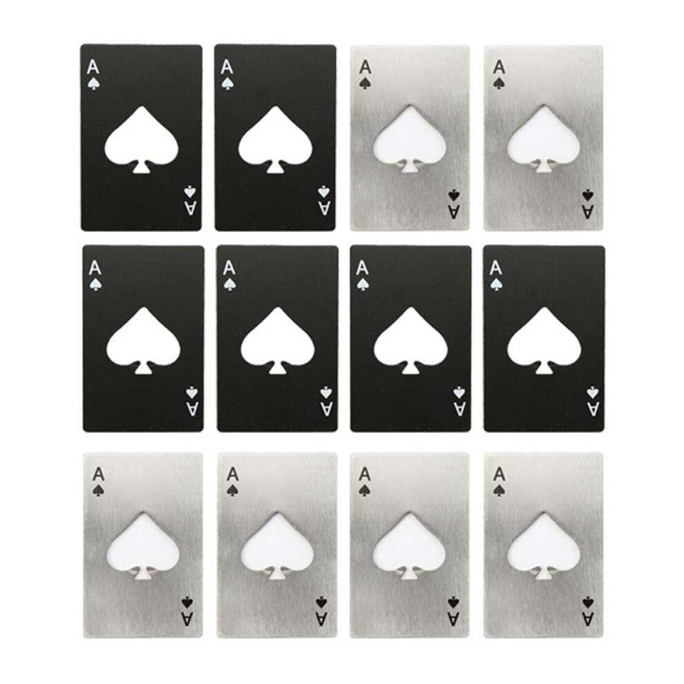 12-pakning med poker-stil flaskeåbner i rustfrit stål