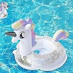 Enhörning sjöjungfru flamingo dinosaurie baby simning flottörer, baby uppblåsbar sätesbåt, småbarn poolflytt, barn uppblåsbar flytflotte med handtag, badkar leksaker pooltillbehör för barn småbarn