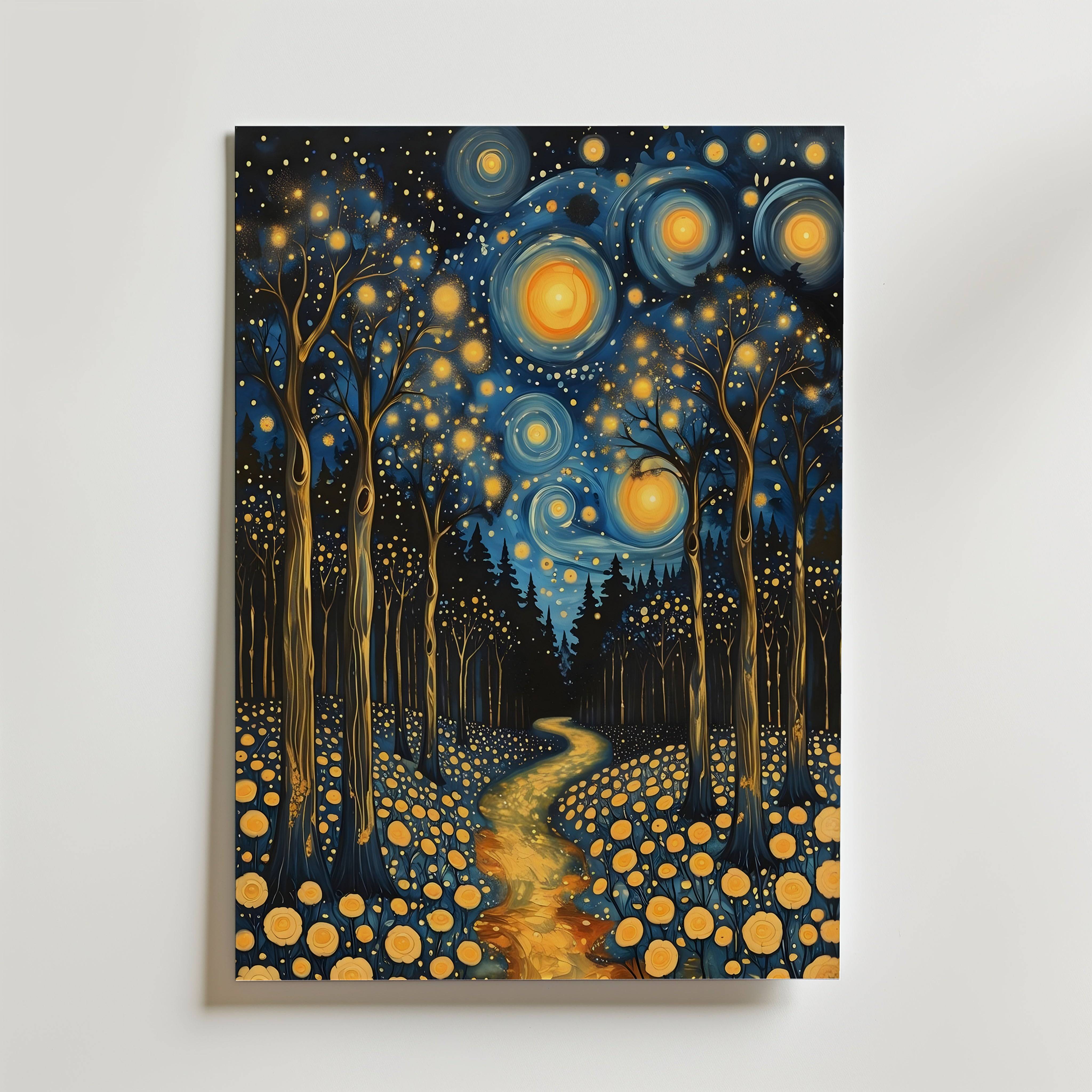 Gustav Klimt Starlit Forest Path Poster - Fine Art Poster 70x100 cm Utan passepartout