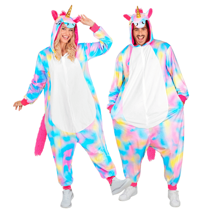Regnbue enhjørning kostume onesie - unisex.