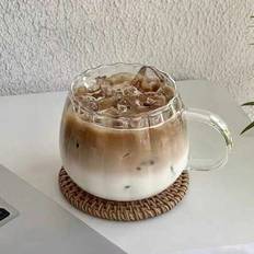 1 st 450 ml glasmugg med pumpa, kaffekopp, genomskinligt glas, frukostkopp, milkshakekopp, juicekopp, mjölkkopp, genomskinlig kopp, dryckeskopp, latte - Multifärgad