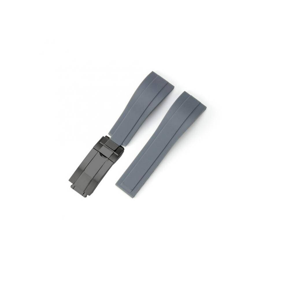 Rubber strap for Rolex Submariner Daytona GMT Yacht-master – 20 mm, 21 mm, 22 mm, 19 mm Watch strap (Grey with black buckle 22 mm)