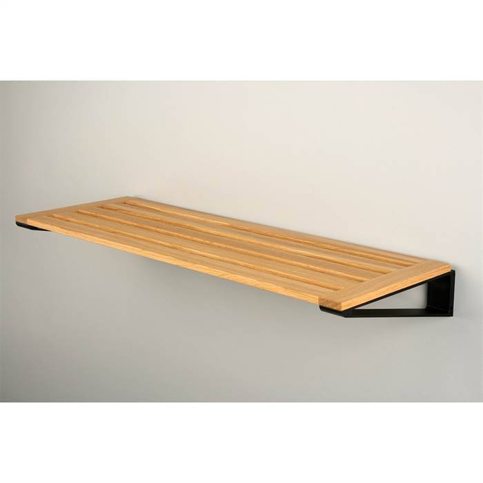 Knax hylde 4 skohylde - 40 cm - Olieret eg - Sorte hyldebærere