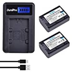 DuraPro 2 st NP-FH50 NP FH50 batteri + LCD USB-batteriladdare för Sony NP-FH30, NP-FH40, NP-FH50, NP-FH60, NP-FH70, NP-FH100; H-serien; Sony DCR-SR32, DCR-SR33, DCR-SR35, DCR-SR36, DCR-SR36,