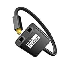 RAWAUX Toslink-splitter, 1-i-2-Out optisk splitter, digital ljud, optisk kabel, fördelare, optisk ljudfördelare, optisk ljudkabel, adapter för TV, DVD, förstärkare, soundbar (svart)