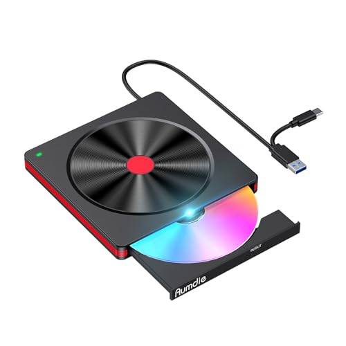 External CD DVD Drive,USB 3.0 Type C Portable CD/DVD +/-RW Drive,DVD/CD ROM Reader writer Burner dvd player External disk drive For Laptop Desktop PC Windows 11/10/8/7/XP Apple Macbook Mac OS Linux