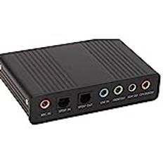 USB-Ljudkort, 5.1-kanals Externt Ljudkort Stöder Full Duplex Play, Audio Stream-inspelning på PC, för Win XP, för Vista och för Win 7 (Svart)