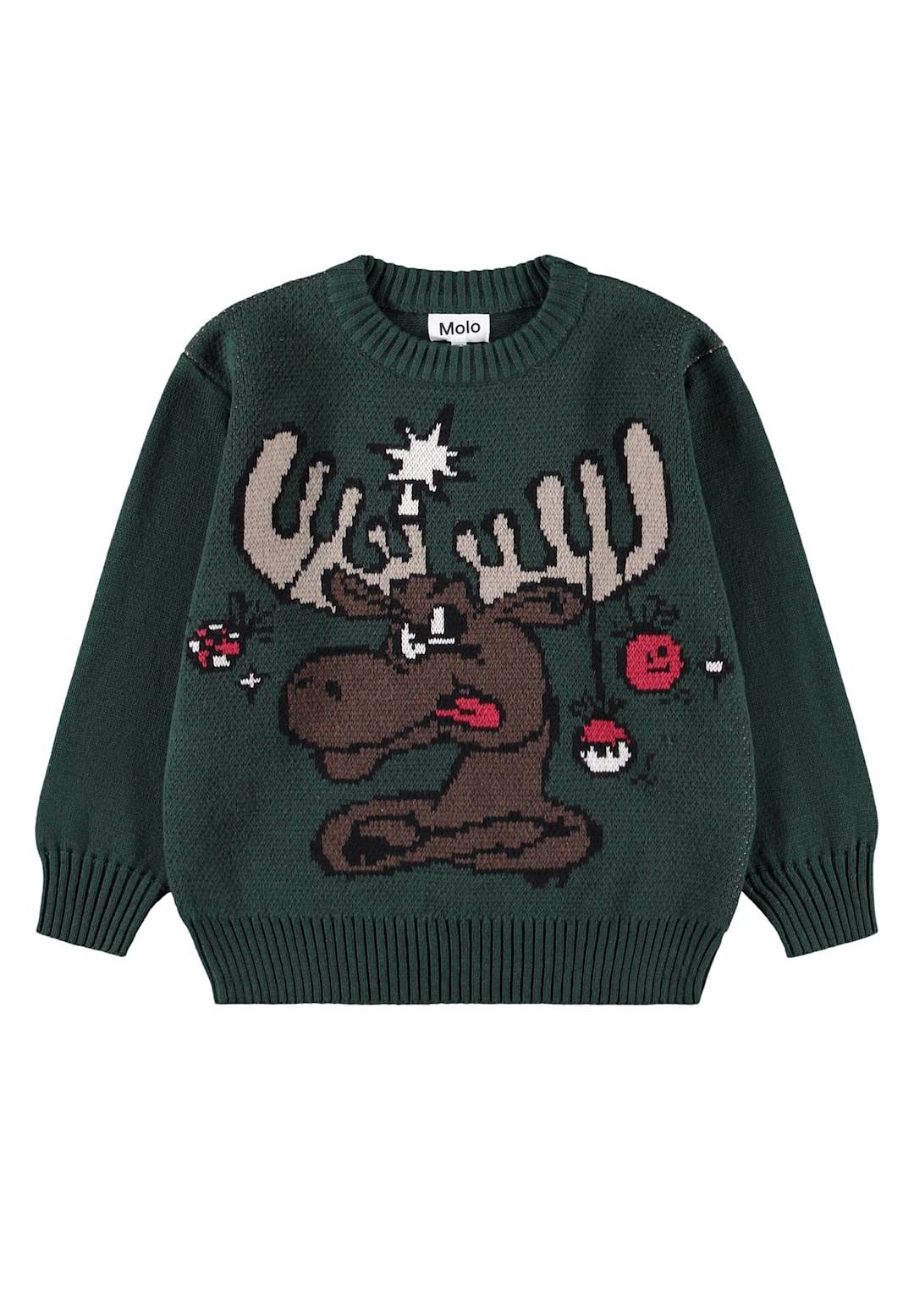 Molo Bello Jumper Christmas Moose Christmas Moose 92/98 cm Grön 92/98 cm Pojkar