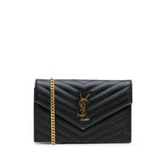 Saint Laurent Pre-Owned - Grain De Poudre Cassandre Envelope axelremsväska med kedja från 2016 - dam - kalvskinn - one size - Svart