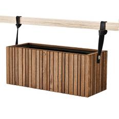 Squarely GrowWIDE plantekasse i mørk egetræ + HoldON stropper Flere varianter - 48 cm / Brun læder